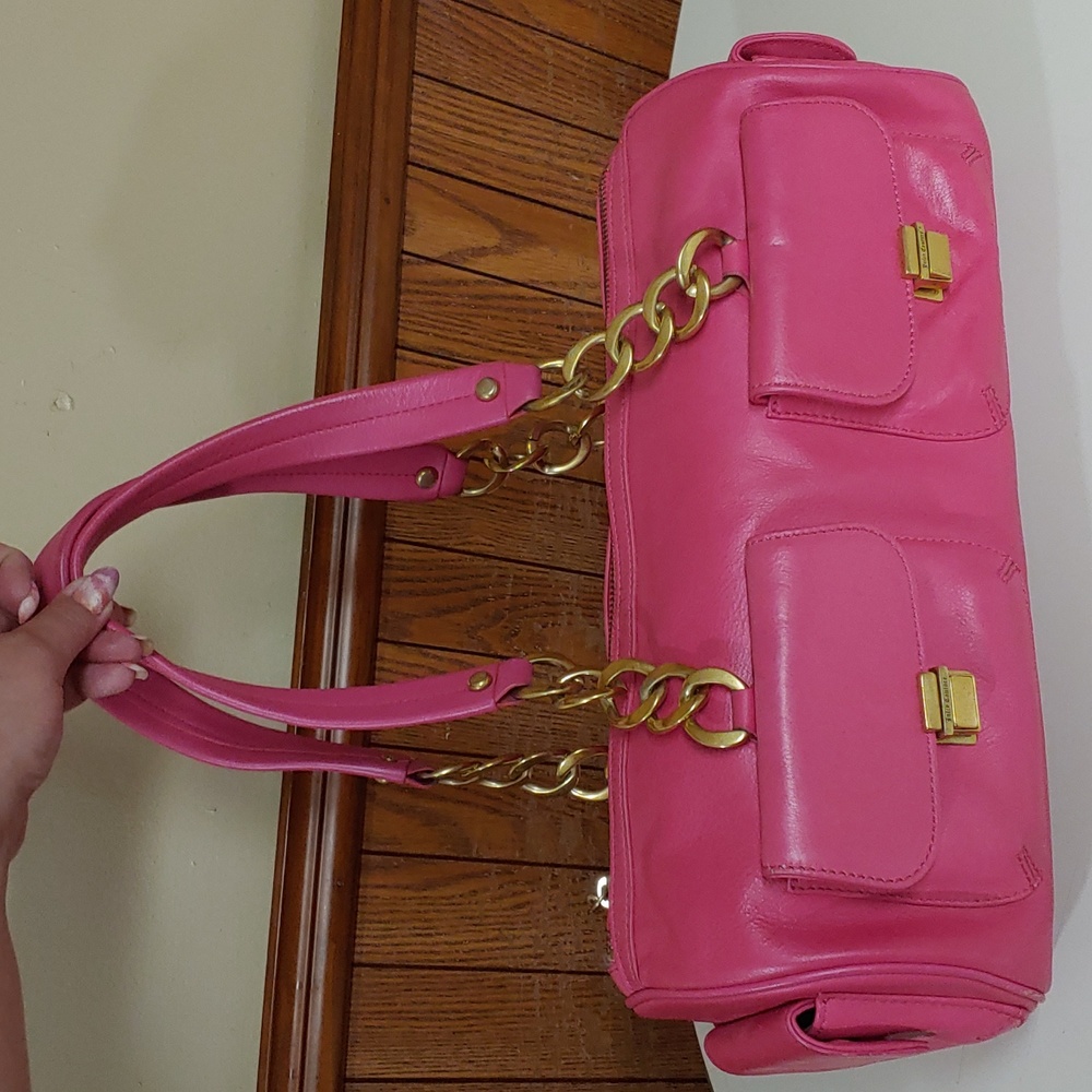Juicy Couture y2k Vintage Hot Pink Leather Large Barrel Bag